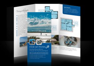 Design eines Flyers für Ferienwohnungen Föhr mit Pfoten