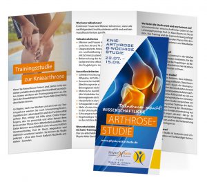 Design Faltblatt Studie Kniearthrose für Physio Aktiv aus Hude