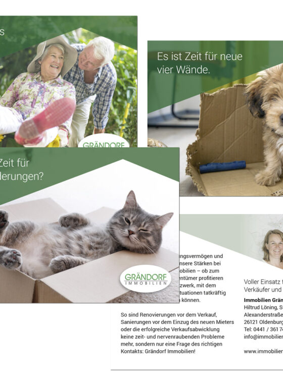 Design Motivkampagne für freche Postkarten von Grändorf Immobilien