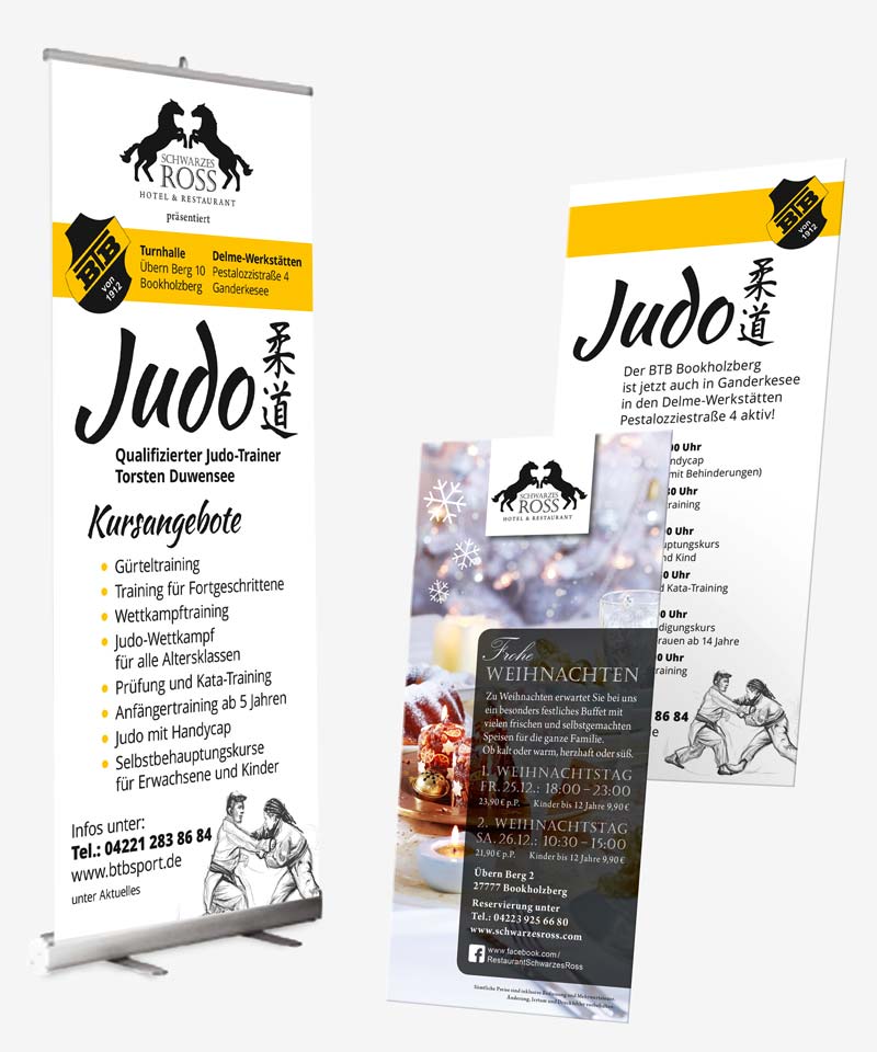 Design Schwarzes Ross Werbung für Judo-Training Duwensee