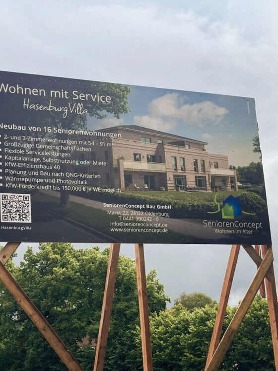 Design eines Bauschildes für SeniorenConcept, HasenburgVilla Remels