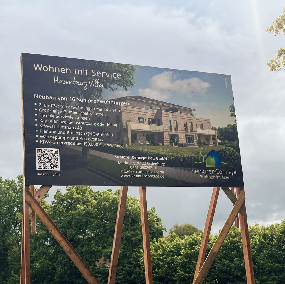 Design eines Bauschildes für SeniorenConcept, HasenburgVilla Remels