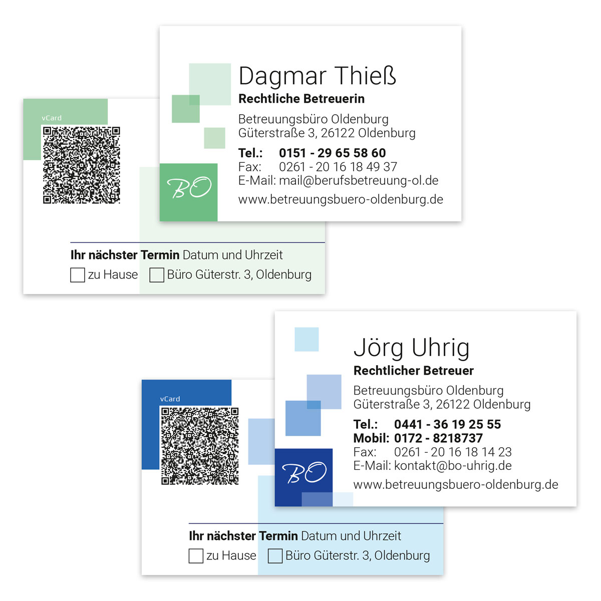 Design von Visitenkarten für das Betreuungsbüro Oldenburg