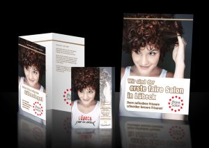 Design der Werbemittel für einen Friseur-Salon