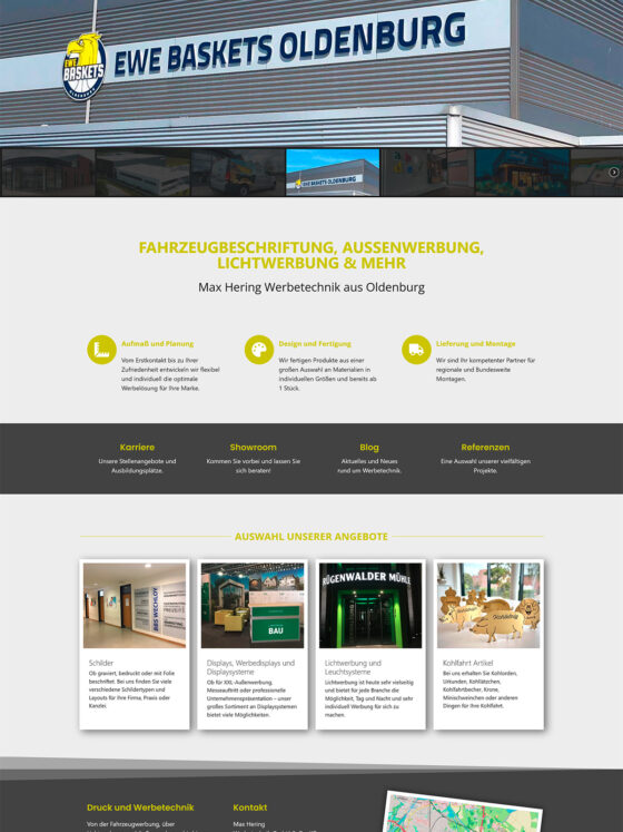 Redesign der Homepage für Max Hering Werbetechnik Oldenburg