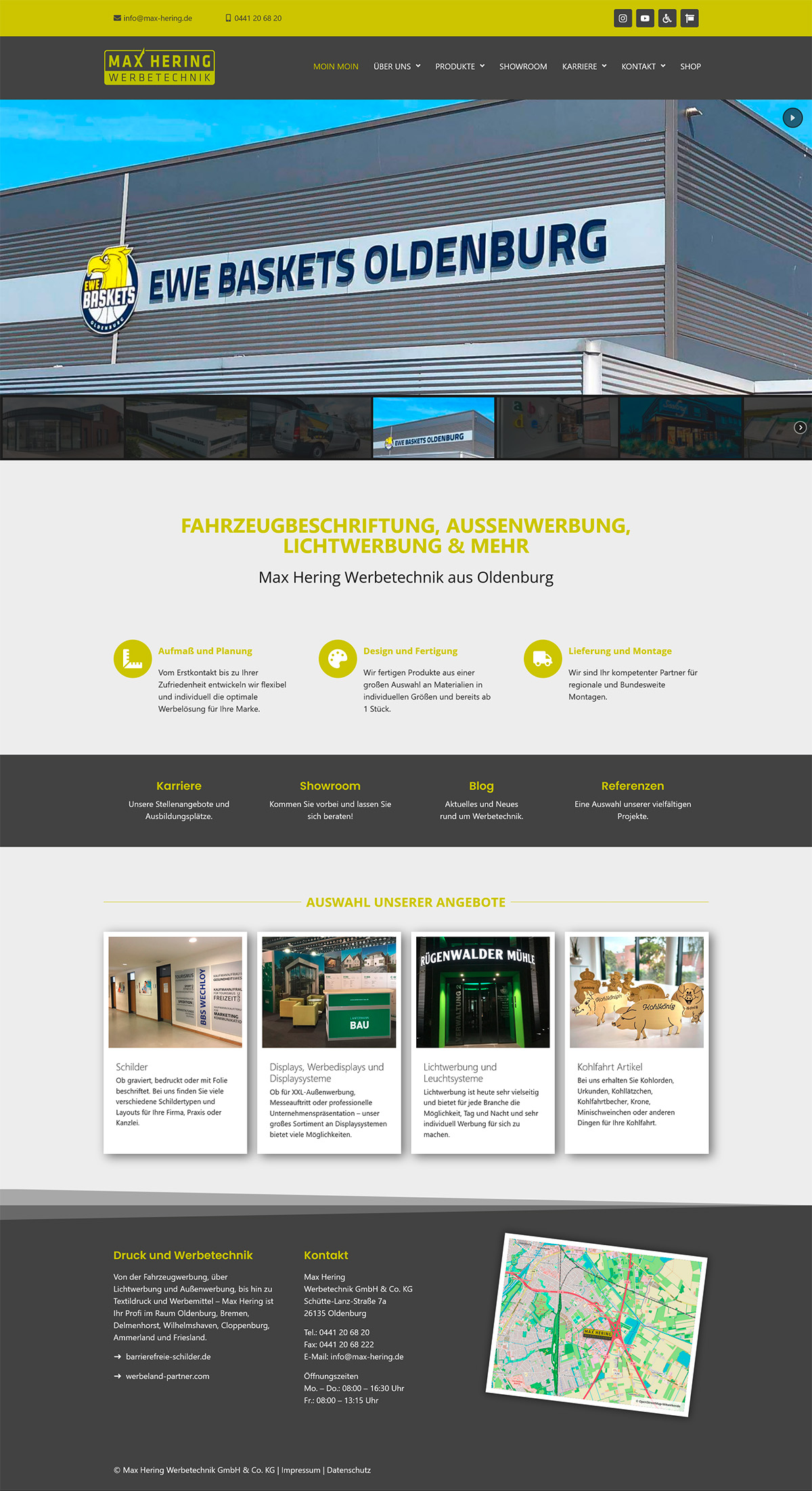 Redesign der Homepage für Max Hering Werbetechnik aus Oldenburg
