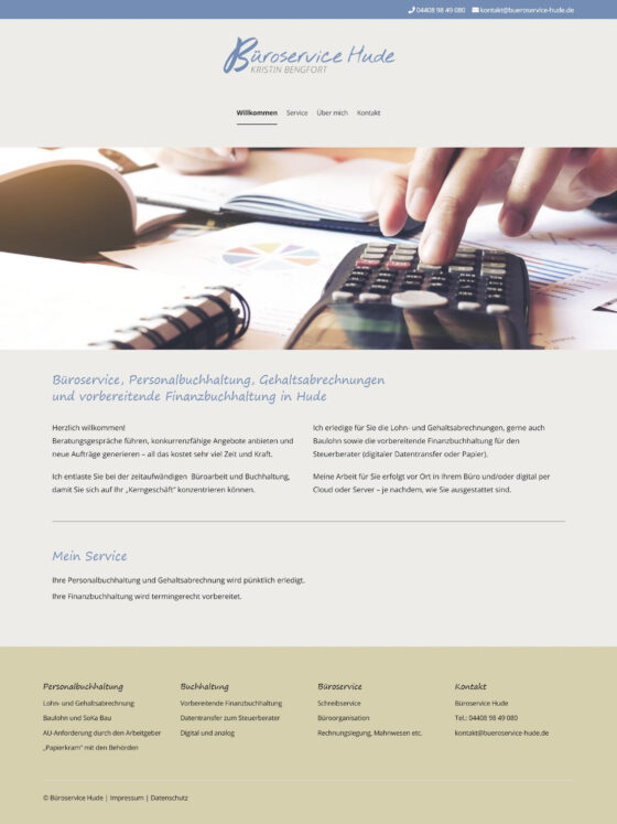 Homepage für Büroservice Hude