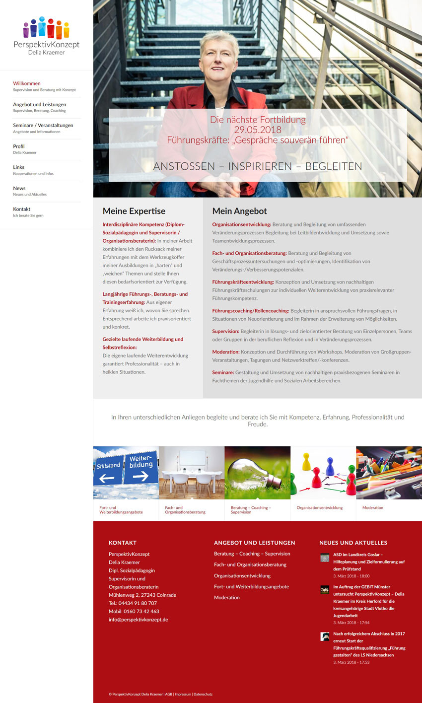 Webdesign für PerspektivKonzept, Delia Kraemer