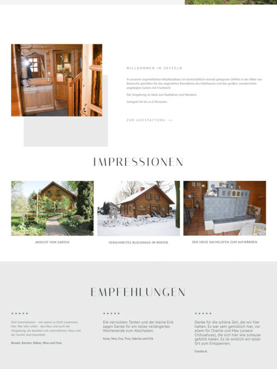 Webdesign Ferienhaus Kopmann