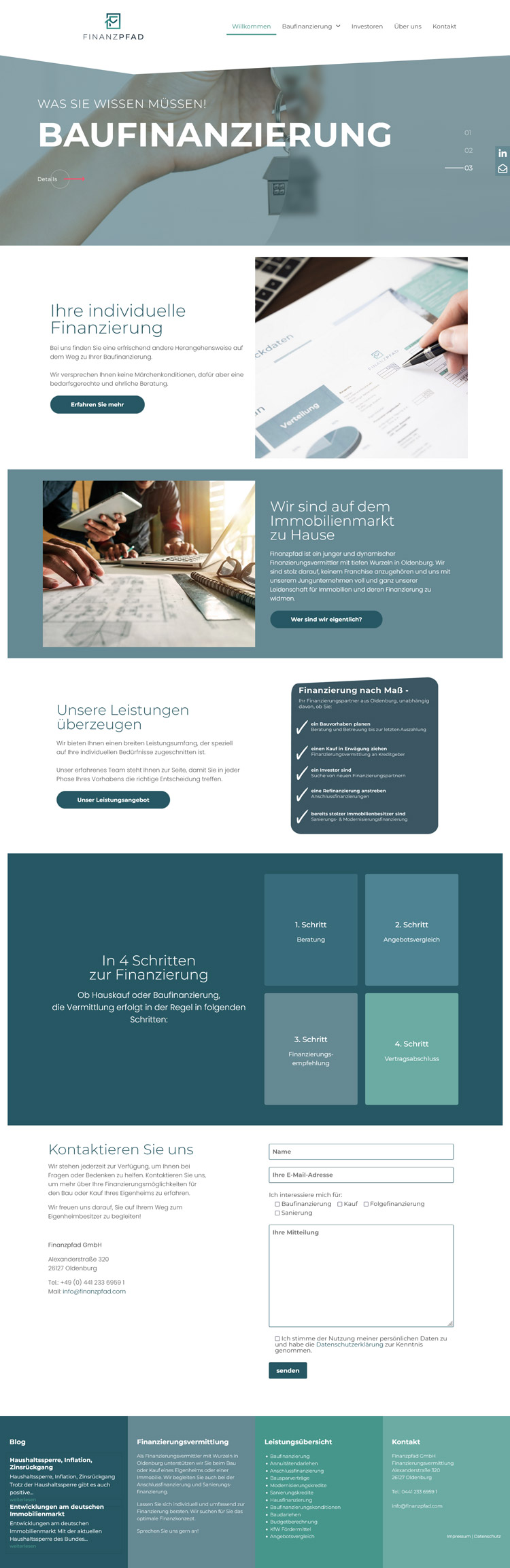 Webdesign für Finanzpfad, Finanzierungsvermittlung aus Oldenburg