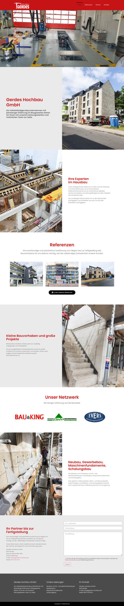 Webdesign für Gerdes Hochbau aus Oldenburg