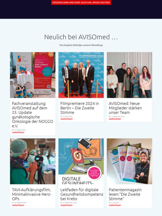 Webdesign der Homepage für AVISOmed