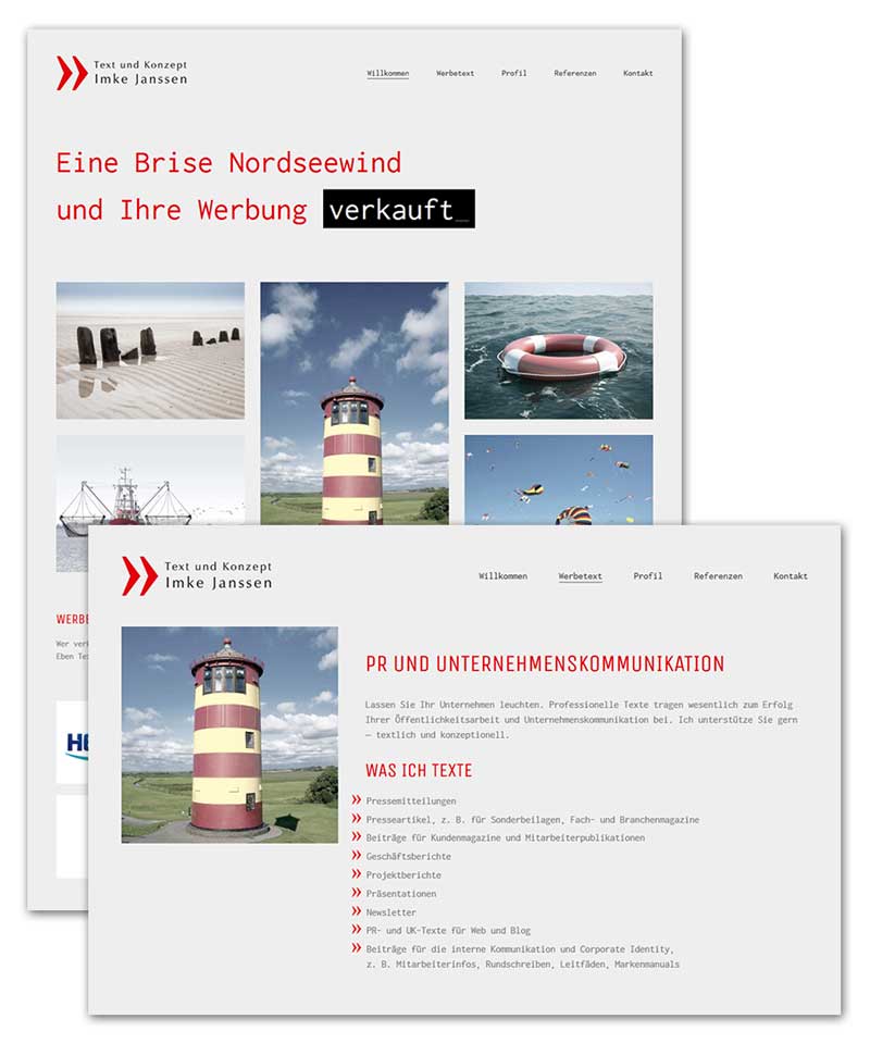 Webdesign Homepage | Imke Janssen Werbetexterin