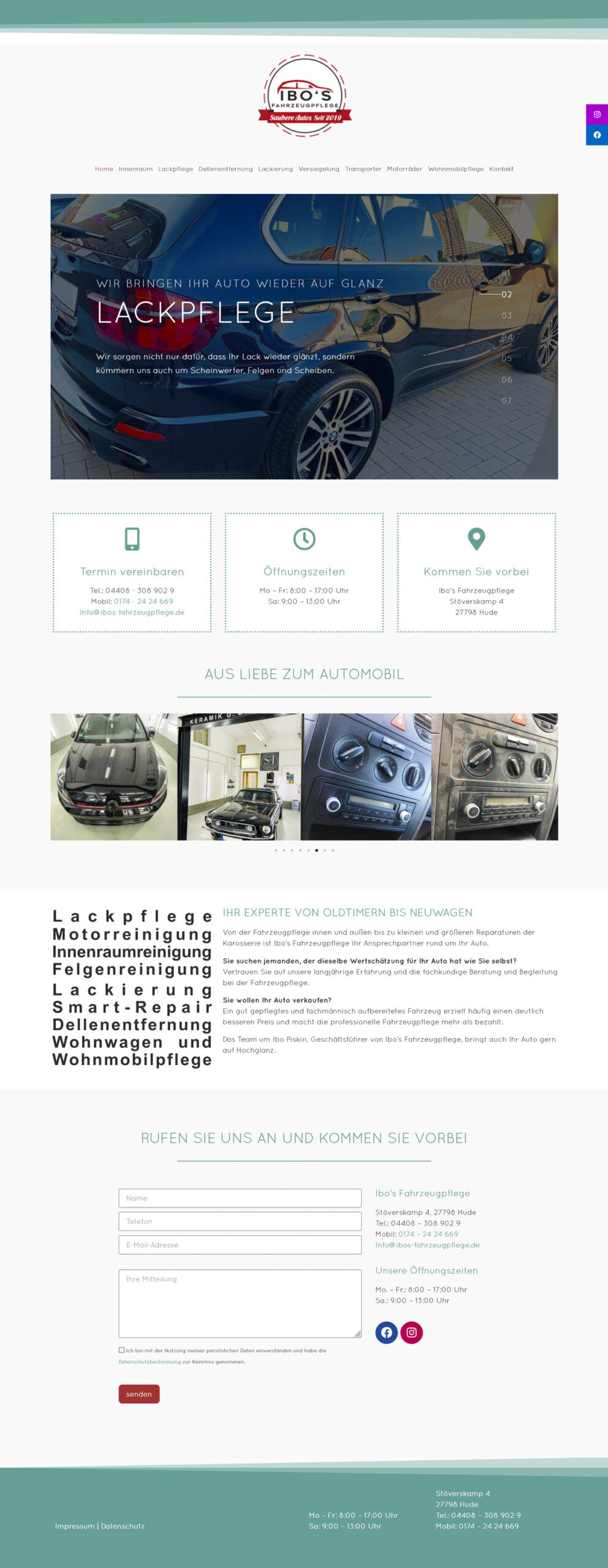 Webdesign der neuen Homepage für Ibo's Fahrzeugpflege in Hude