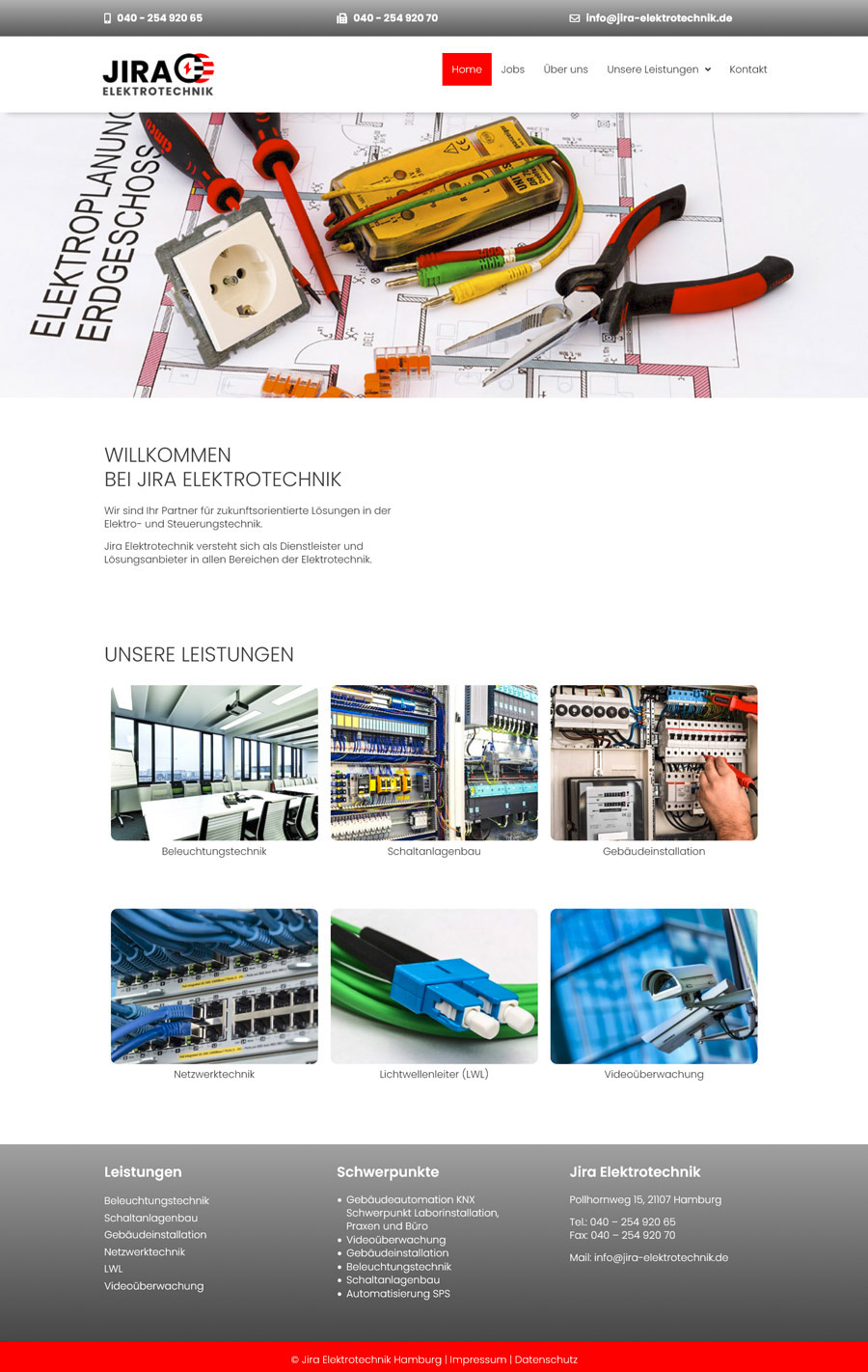 Webdesign für Jira Elektrotechnik aus Hamburg
