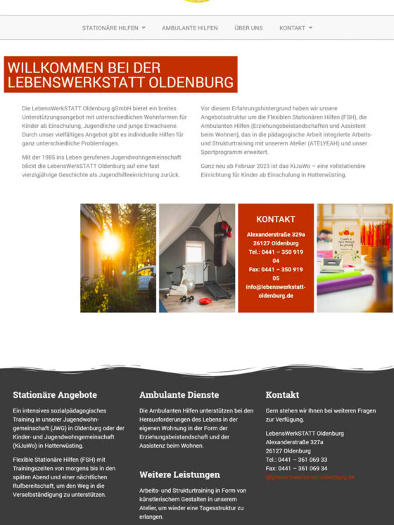 Webdesign für die Jugendhilfe LebensWerkSTATT Oldenburg gGmbH