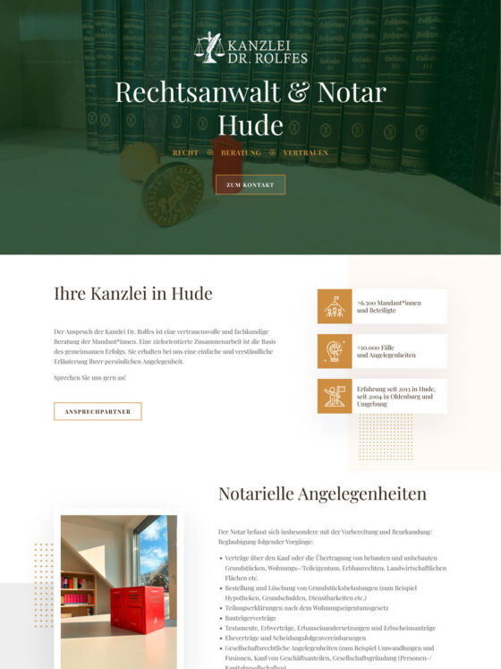 Webdesign der Homepage für die Kanzlei Dr. Rolfes aus Hude