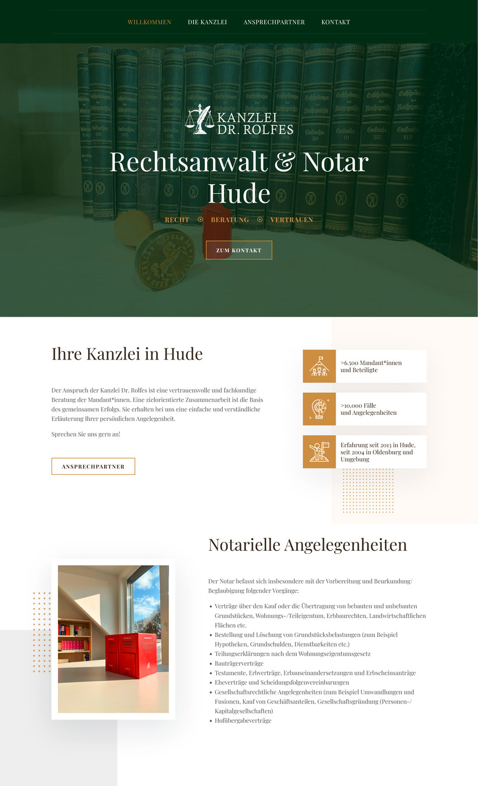 Webdesign der Homepage für die Kanzlei Dr. Rolfes aus Hude