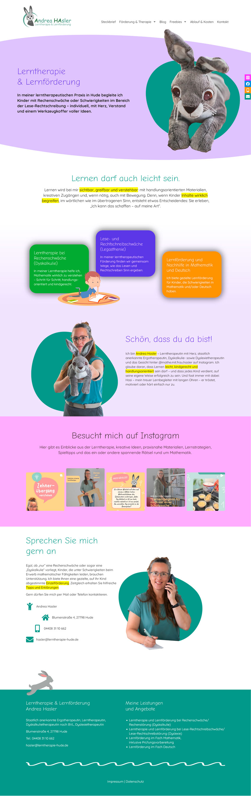 Webdesign für Lerntherapie Andrea Hasler aus Hude