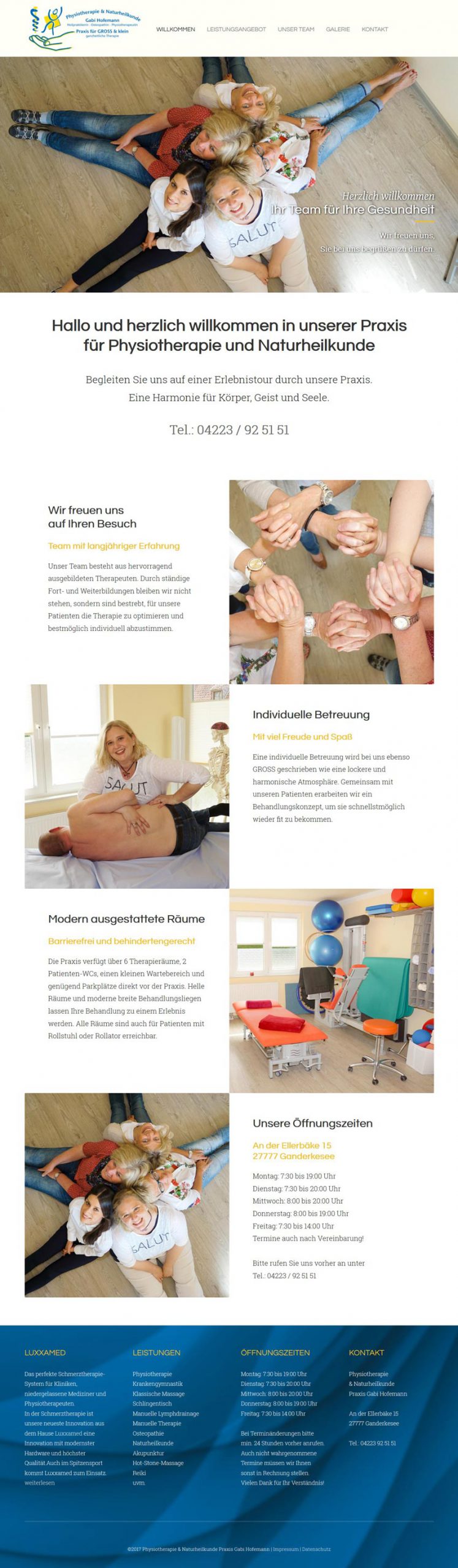 Webdesign Praxis Gabi Hofemann Physiotherapie Ganderkesee