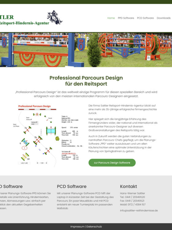Webdesign der Homepage für die Sattler Reitsport Hindernis Agentur