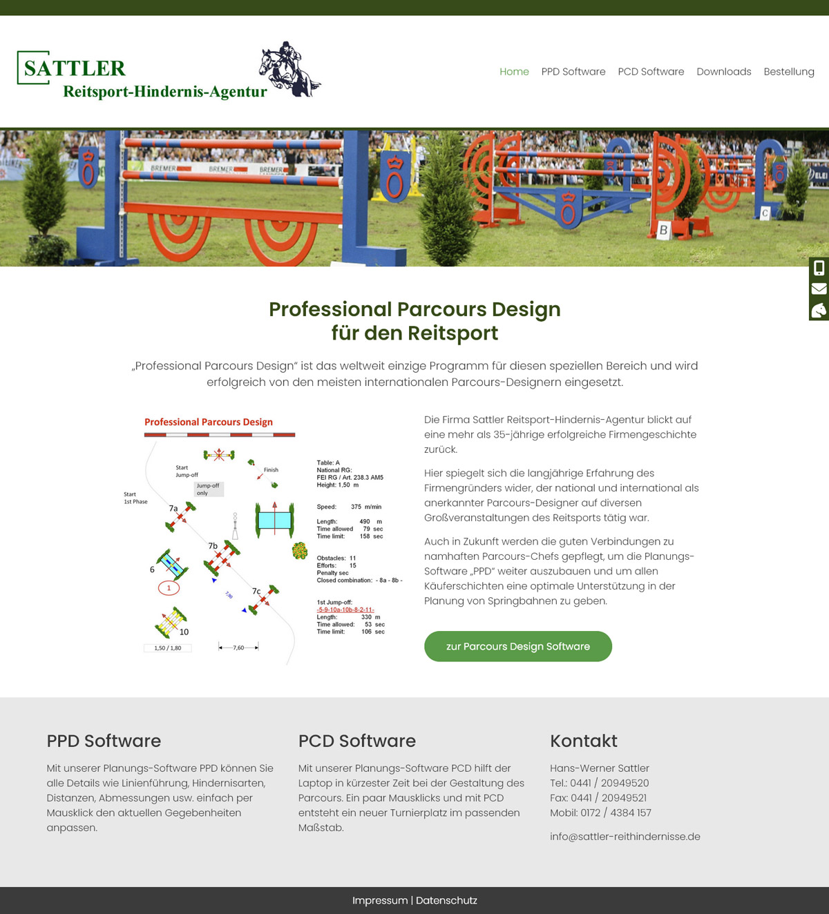 Webdesign für die neue Homepage der Sattler Reitsport Hindernis Agentur