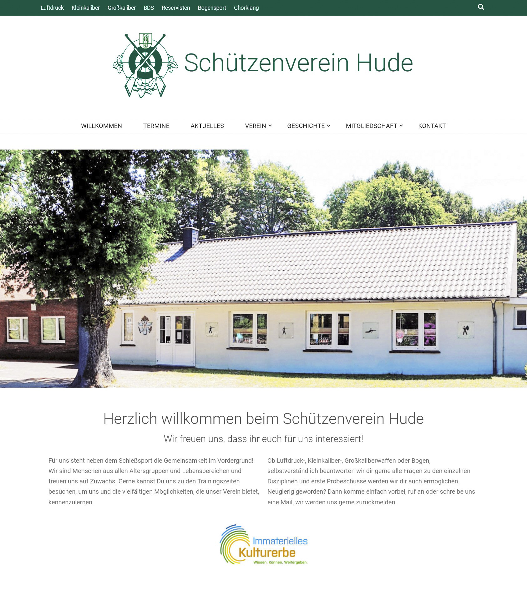 Webdesign der neuen Homepage für den Schützenverein Hude