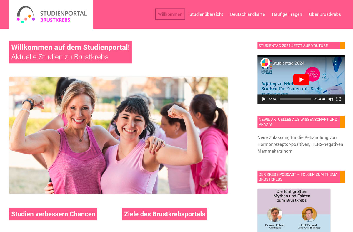 Webdesign für das Studienportal Brustkrebs aus Berlin