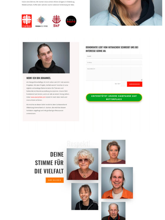 Webdesign für Vielfalt Verein, Online-Demo für Toleranz und Solidarität