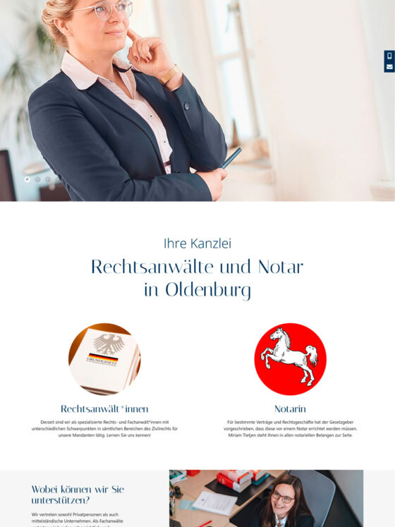 Webdesign der Homepage für LEGIS Rechtsanwälte Oldenburg